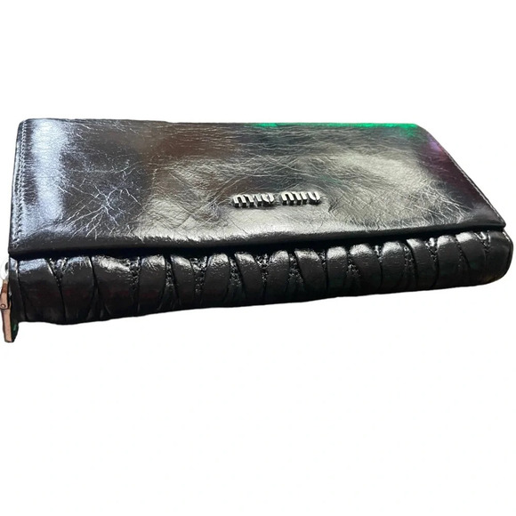 MIU MIU Black Matelassé Leather Wallet - Picture 12 of 15